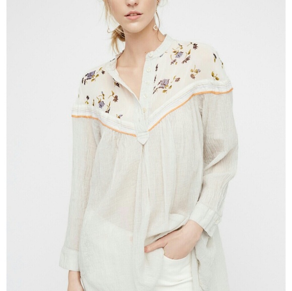 Free People boho blouse in  neutral - Picture 1 of 7